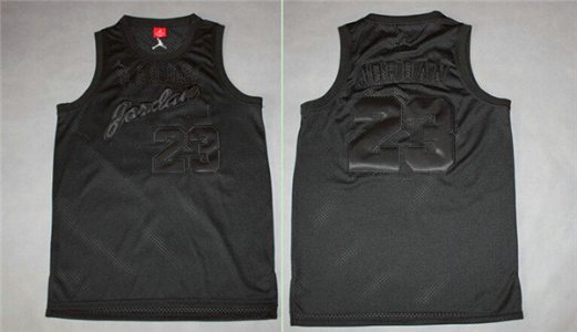 Maillot De Basket Chicago Bulls Michael Jordan 23 Commemorative Version of Real Embroidery Engrener Noir